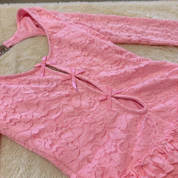 nwt Sister Party Pink Lace Ruffle Bodysuit Coquette Kawaii size XS XXS - Picture 4 of 10